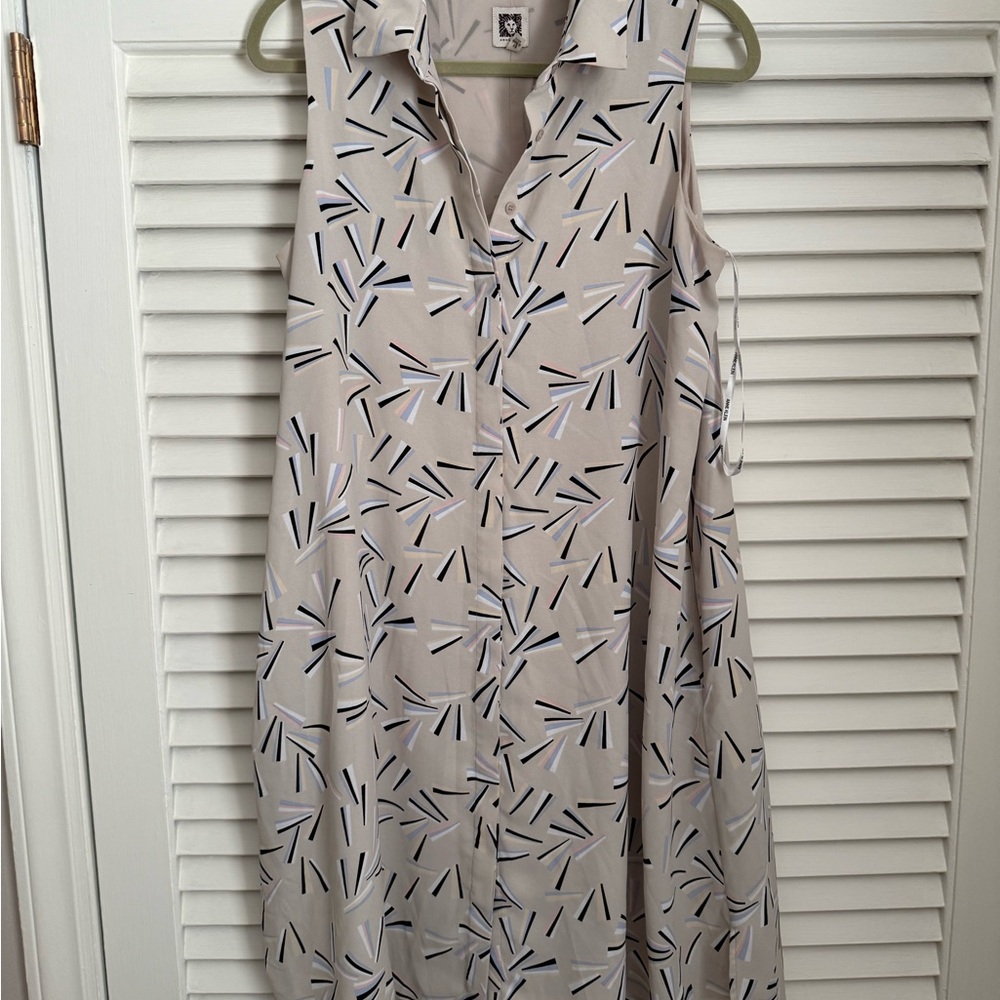 Stylish Beige Patterned Sleeveless Dress